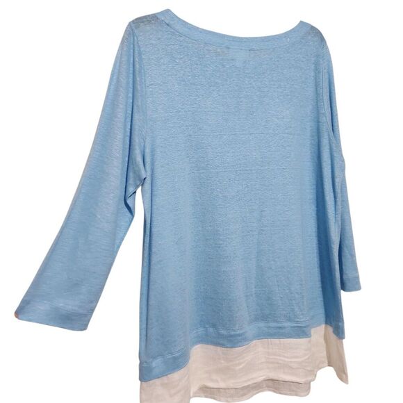 J Jill Linen Top Size Medium Blue Relax Fit Lightweight - Picture 6 of 13